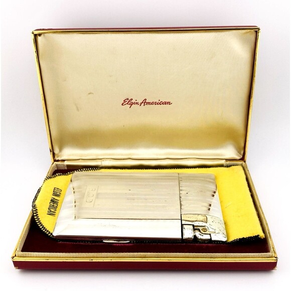 Elgin America Lite-o-matic Magic Action Cigarette Case In Original Box c1948 MCM - Picture 1 of 8
